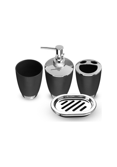 Siyah 4 Adet/takım Banyo Seti Otel Tuvalet Malzemeleri Kaplama Dayanıklı Fırçalama Banyo Malzemeleri Siyah