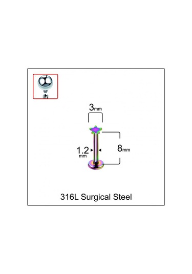 316 L Cerrahi Çelik Yıldız Modeli Dudak Kıkırdak Helix Tragus Piercingi Çok Renkli
