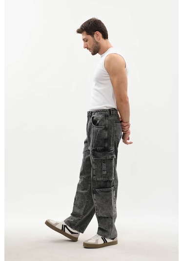 Banny Jeans Erkek Kargo Cepli Jean Pantolon Gri