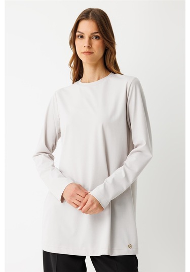 Esswaap Tencel Kumaş Uzun Kollu Tshirt Taş Taş