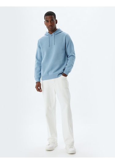 Koton Şardonlu Pamuklu Basic Kapşonlu Sweatshirt Mavi 5wam70001mk Mavi