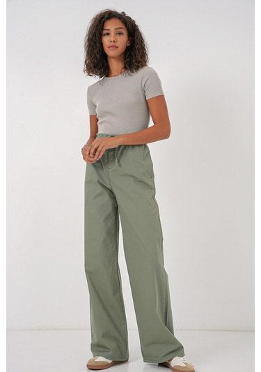 Bigdart 6690 Kadın Bol Paça Yüksek Bel Pantolon - Çağla