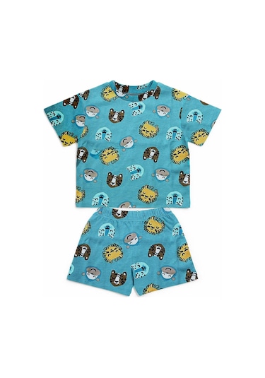 Erkek Çocuk %100 Pamuk Kaplan Metrajlı Şortlu Takım 3-4 Yaş 8-9 Yaş Yeşil