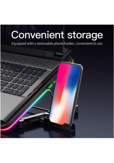 Oyuncu RGB Ledli Notebook Soğutucu Stand 6 Fanlı Yükseklik Ayarlı