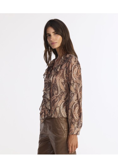 Yargıcı Regular V Yaka Uzun Kol Bluz 25kkbl6016x 003 Kahverengi