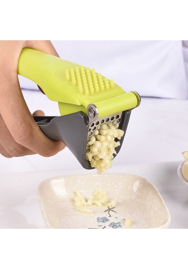 Kangvka Stanyum Çelik Sarımsak/imren Ezici, Kolay Kullanım, Temizleme Ve Taşıma, Ergonomik Plastik Kollü, Ev/restoran Uygun Yeşil Ve Gri