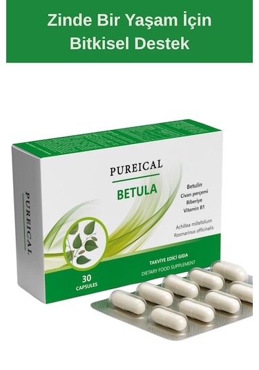 Pureıcal Betula Huş Ağacı Özü Betulin Civan Perçemi Biberiye B1 Vitamini 30 Kapsül