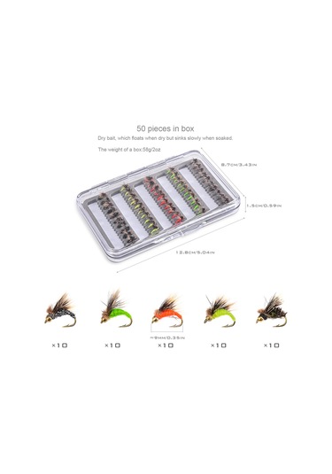 Leo 28254 50 Adet Sinek Balıkçılık Lures Kiti Yapay Yem Bas Alabalık Somon