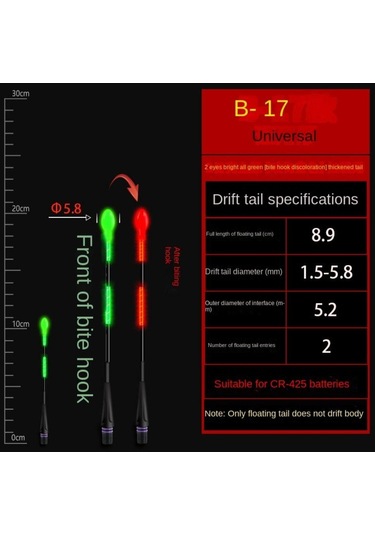 1 Adet Süper Parlak Led Balıkçılık Akıllı Şamandıra Üst Aydınlık Gece Balıkçılık Şamandıra Üst Cr425 Pil B17-bite Hook Color Change