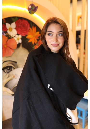 Yumuşak Dokulu Kalın Düz Atkı Omuz Şalı 70x180 CM 1206 Siyah