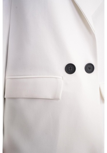4516 Kadın Bezayağı Blazer Ceket Ekru Ekru