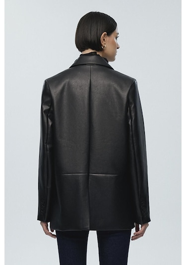 Mavi Kadın Pu Blazer Ceket Siyah 1110494-900 Siyah