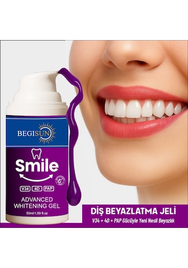 Begisun V34 Leke Karşıtı Diş Beyazlatıcı Mor Jel 50 ML
