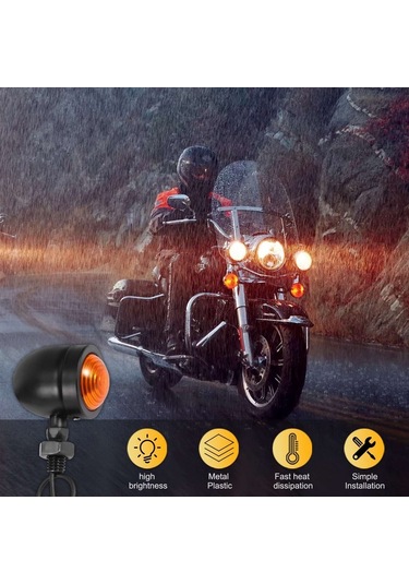 4 Adet Siyah Motosiklet Dönüş Sinyali Gösterge Lambası Işık Flaşör Işık Chopper Için Yurt Dışından A