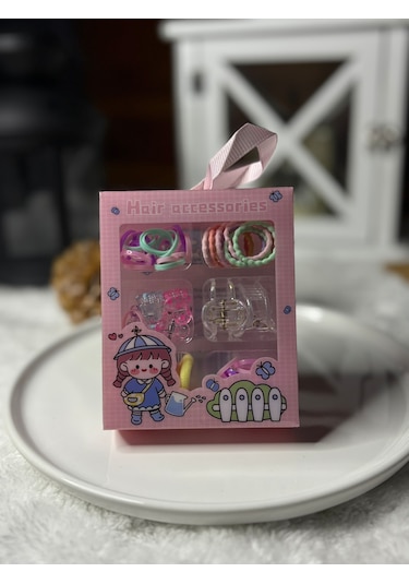 Kız Çocuk Kutulu Toka Seti Pembe