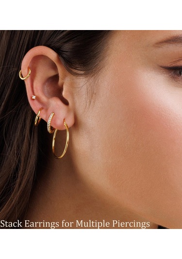 Kangvka Kadınlar İçin 14k Altın Kaplama Zirkon Taşlı 3 Çift Set: Dairesel Ve Taca Stilleriyle Çeşitli Renk Seçenekleri Gold