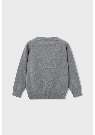 Erkek Çocuk Reglan Kollu Basic Triko Kazak - Gri Gri