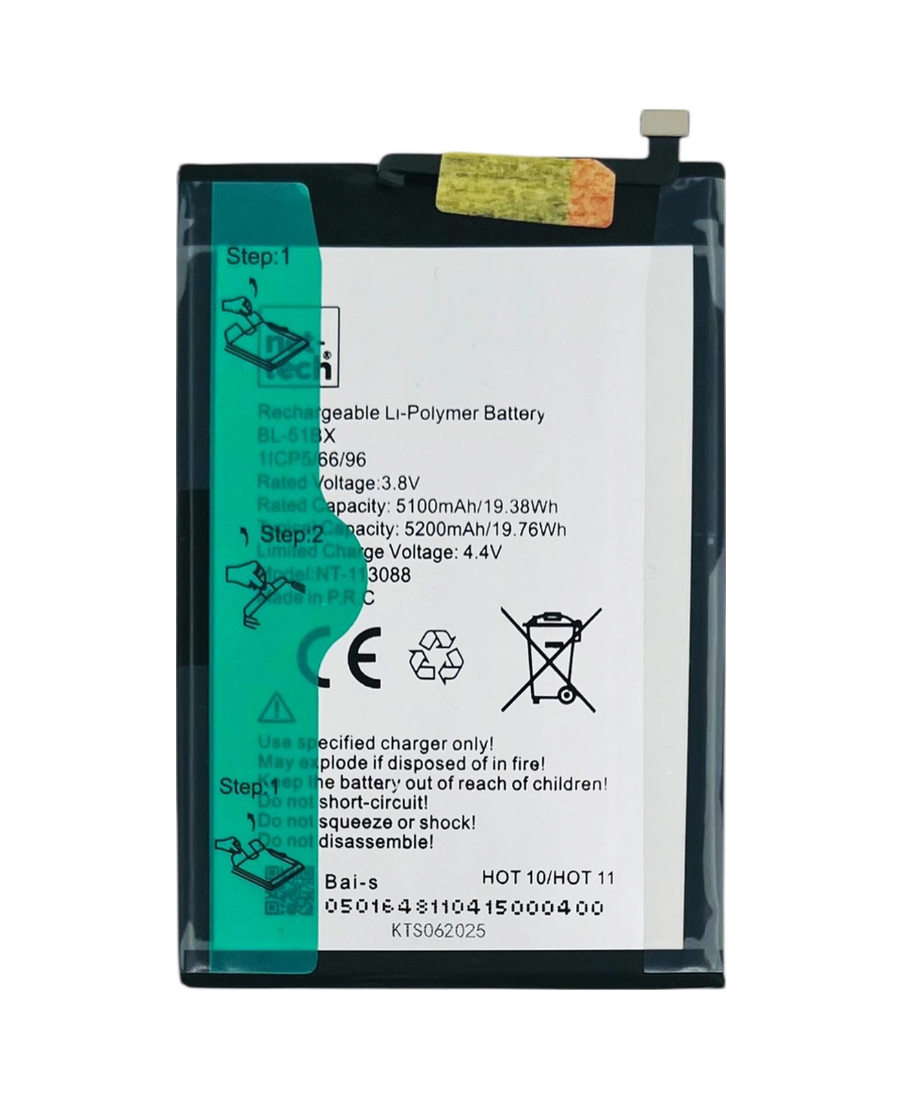 Teknonet İnfinix Hot 11 Uyumlu Nettech Bl-51bx 5000 Mah Batarya - Siyah