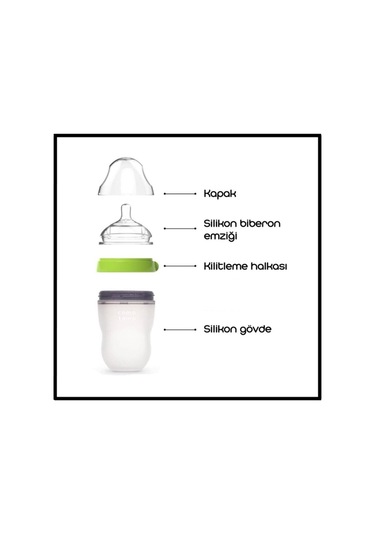 Comotomo Antikolik Silikon Biberon 2'li 150 ML Yeşil - Pembe