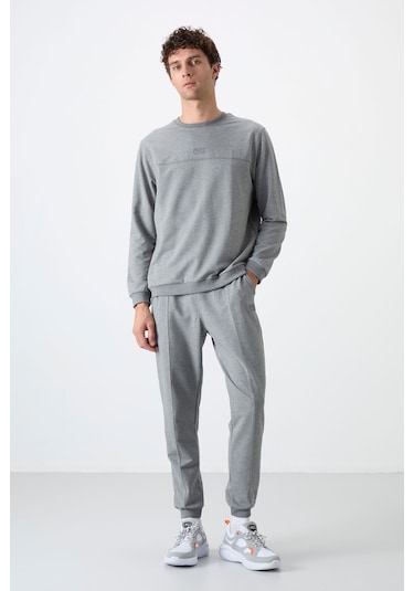 Tommy Life Keith Gri Melanj Basic Erkek Eşofman Takım - 85231 GRİ MELANJ