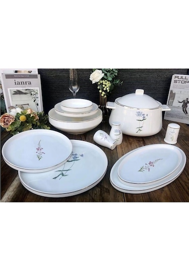 Royking Flora 60 Parça Bone Chına Yemek Takımı Dsn 041 Desenli