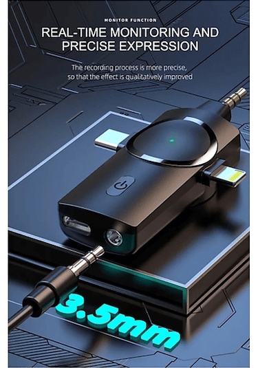 Daytona K9-C1 Wireless 3 IN 1 Kablosuz Type-C Lightning 3.5 MM Jak Tekli Yaka Mikrofonu Siyah