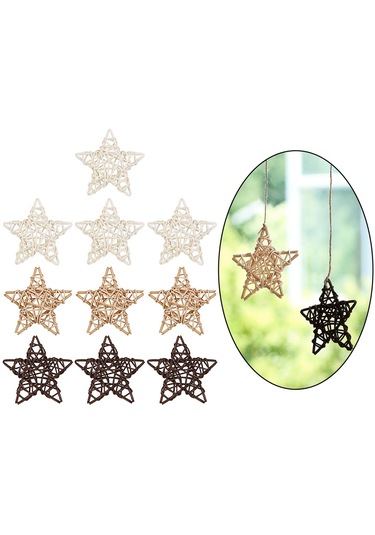 Suntek 10 Cm Asılı Hasır Süsler Yılbaşı Duvar Vintage