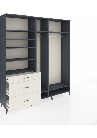 Hyperion Dolap 9 Raflı 3 Çekmeceli 3 Askılı 220x44x243 Antrasit-antrasit/aytaşı Antrasıt/aytası Hyperion Dolap 9 Raflı 3 Çekmeceli 3 Askılı 220x44x243 Antrasit-antrasit/aytaşı Antrasıt/aytası