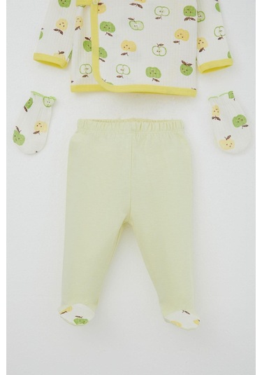 Breeze Erkek Bebek Hastane Çıkışı 5 Li Sevimli Minik Elma Desenli 0-3 Ay, Ekru Ekru