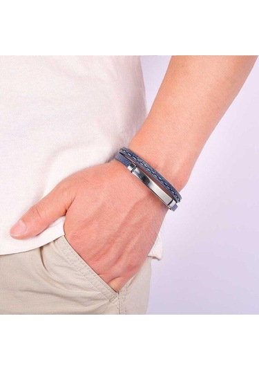 Çok Katmanlı Kombinasyon Aksesuar Paslanmaz Çelik Erkek Deri Bileklik Moda Erkek Takı Hiphop Rock Takı Siyah