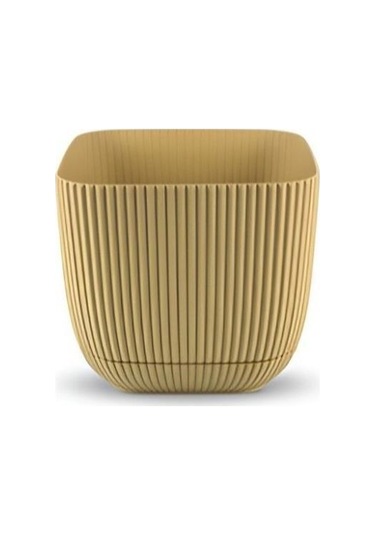 Omnipazar Krs-384 Dekoratif Plastik Mercan Kare Saksı 4 Litre No 4 Soft Sarı