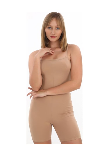 Penyebizden İnce Askılı Body Tulum -ten Rengi