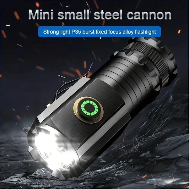 Tongxida 5 Modlu Mini El Feneri, 1300 Lümen, Usb Şarjlı, Dayanıklı Outdoor Lamba, Şapka Lambası, Siyah Siyah