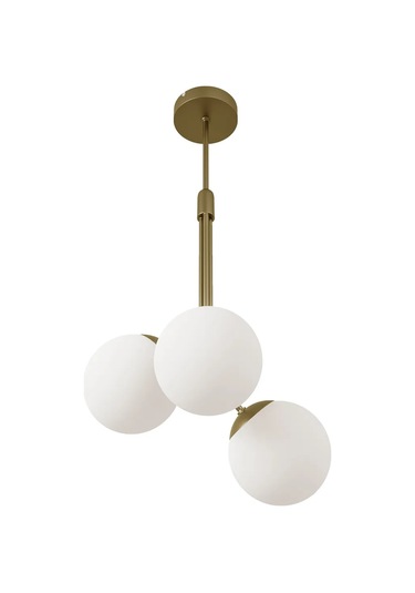 Luno 3 White Antique Eskitme Gövdeli Beyaz Camlı 3 Lü Sarkıt Av 1 Adet