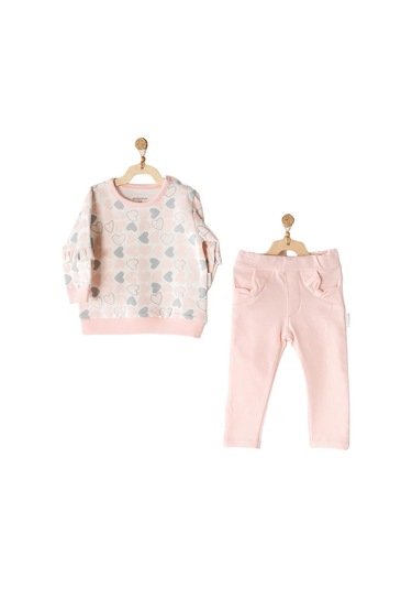Andywawa Kız Bebek Kalp Temalı Pembe Alt Üst Bebek Takım Ac23250 001