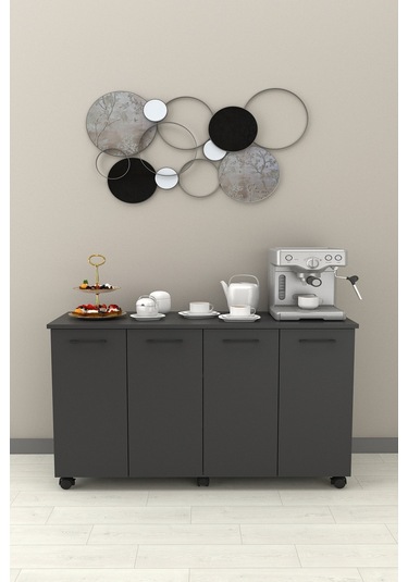 Asra Trend %100 Mdflam Mutfak Adası Yemek Masası Kahve Köşesi Ma-02 Antrasit Antrasit