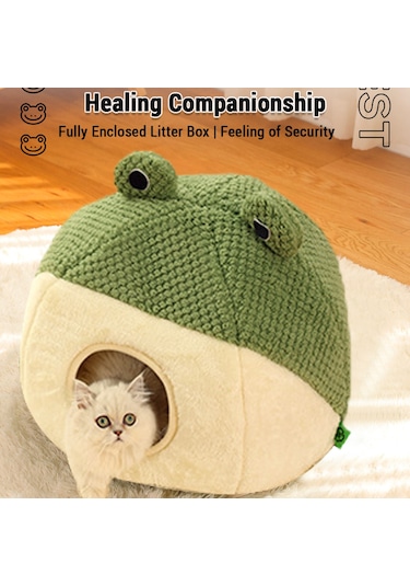 Hallow Kedi Yatağı Ultra Yumuşak Peluş Malzeme 2'si 1 Arada S Yeşil