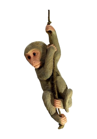 Ev Dekorasyonu İçin Reçine Asılı Maymun Halatlı Gösteri Parçası - Kahverengi