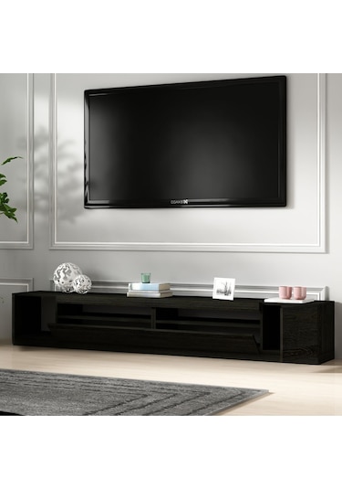 T008 Arya Işıklı Tv Sehpası Set Ahşap Siyah - Siyah Siyah
