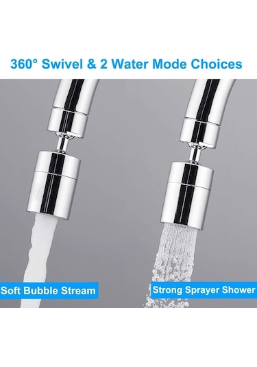 Su Musluğu Braketi 360 Dönebilen Hava Musluğu Jet Regülatörü İki Jet Tipi M22/24 Banyo Ve Mutfak İçin Adaptörlü Su Musluğu Süzgeci Diğer