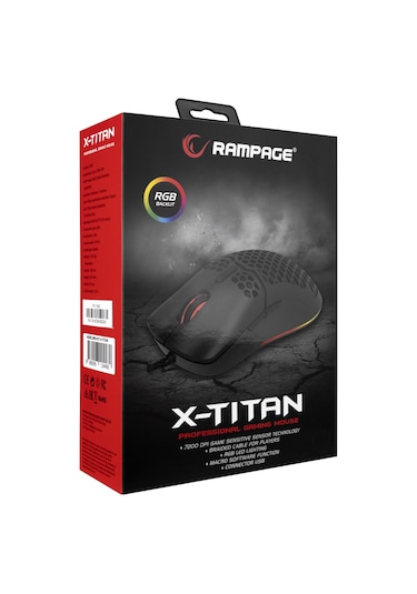 Rampage SMX-R77 X-Titan 7200 DPI RGB Aydınlatmalı Süper Hafif Makrolu Oyuncu Mouse