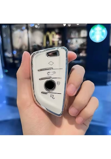 Bmw X1 F48 Beyaz-silver Anahtar Kılıfı