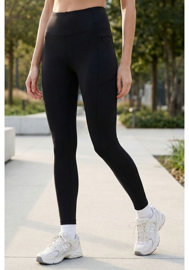 Tommylife Siyah Esnek Standart Fit Performans Kadın Tayt - 94667 SiYAH