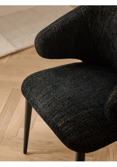 Celıa Bouclé Kollu Sandalye Midcentury Tarzında Şıklık Ve Konfor Siyah