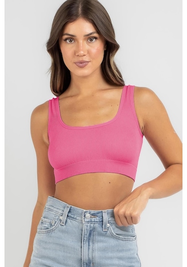 Madmext Pembe Askılı Basic Crop Top Bluz Mg1757-pembe Pembe