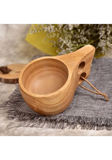 Sones El Yapımı Ahşap Sofra Takımı Yeşil Ahşap Bardak, Kapasite: 101-200ml