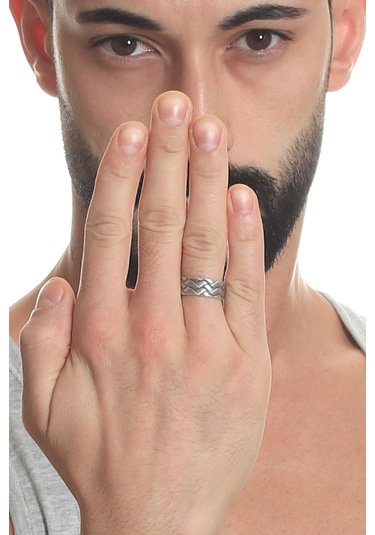 Labalaba Erkek Antik Gümüş Kaplama Ayarlanabilir Baklava Desenli Yüzük Gümüş