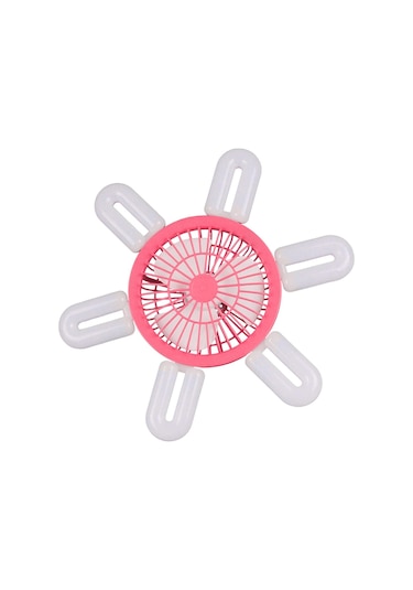 Homyl E27 Soket Fan Işık Küçük Tavan Vantilatörü Pembe