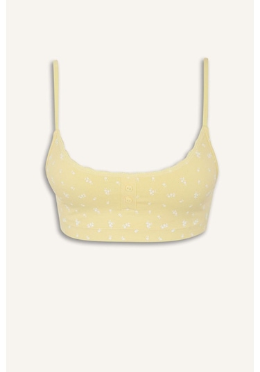 Defacto Kadın 2li Takım Desenli Seamles Kumaş Bralet Külot-fall İn Love E6601ax25smyl118 Sarı