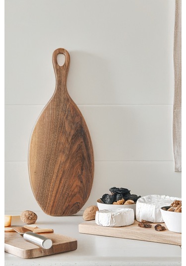 Yekpare Masif Ahşap Sunum Tahtası Kesme Tahtası Ceviz Medium 5